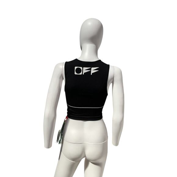 Off-White Logo-Print Black Polyamide Crop Top Size S  /M - NWT - Picture 3 of 5